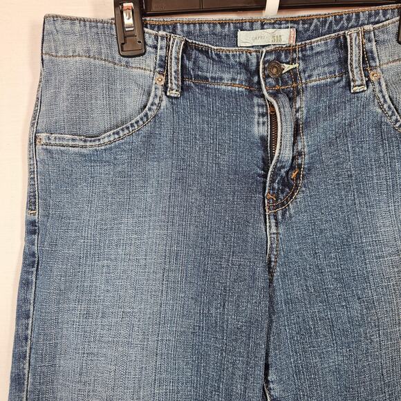 Levis 515 Capri Jeans Womens 12 32x22 Blue Cuffed Wide Leg Stretch Mid Rise - Picture 2 of 10